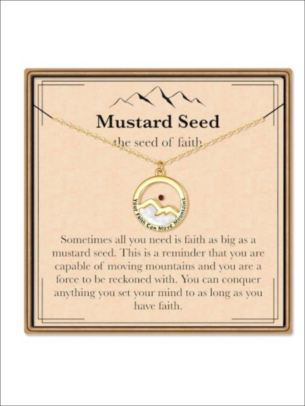 14K Gold Plated Mustard Seed Faith Necklace Baptism Gift